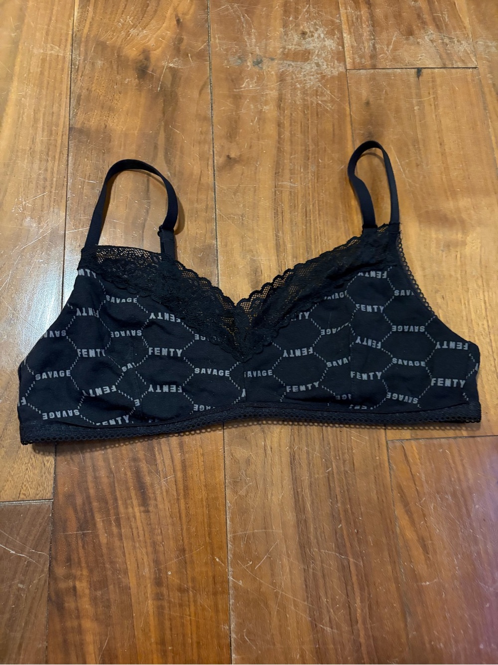 Savage X Fenty Black Logo Lace Bralette